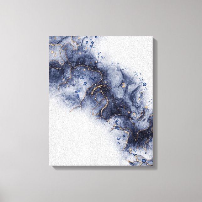 Dark blue alcohol ink canvas print (Front)