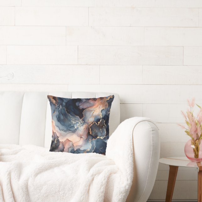 Dark blue alcohol ink cushion (Couch)