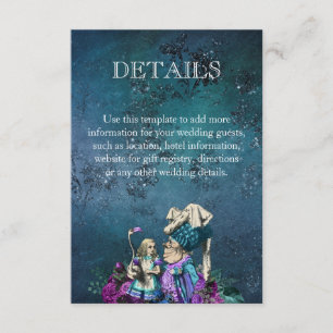 Dark Blue Alice in Wonderland Wedding Details  Enclosure Card