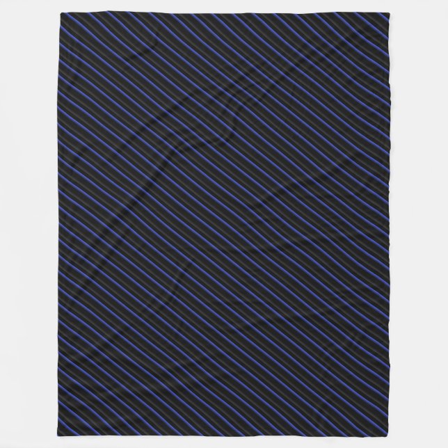 Dark Blue and Black Diagonal Striped Fleece Blanket (Front)