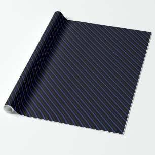 Dark Blue and Black Diagonal Striped Wrapping Paper