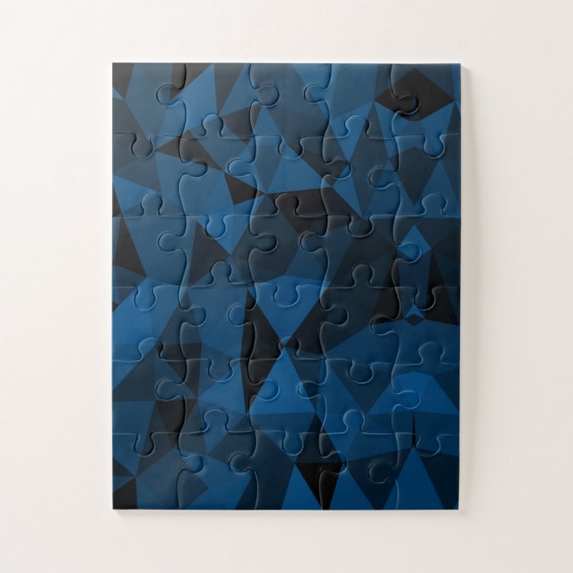 Dark blue and black geometric mesh pattern jigsaw puzzle (Vertical)