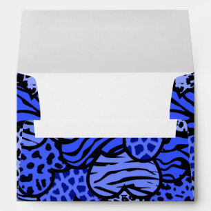 Dark Blue and black girly animal print hearts Envelopes