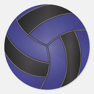 Dark Blue and Black Volleyball Classic Round Sticker