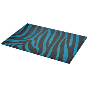 Dark Blue and Black Zebra Print Cutting Board