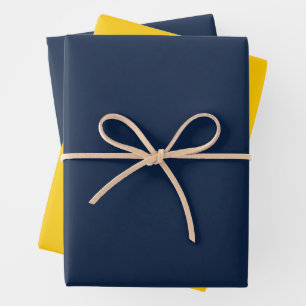 Dark Blue and Bold Yellow Wrapping Paper Sheet
