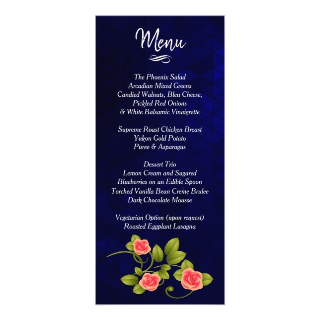 Dark Blue and Coral Rose - Menu (Front)