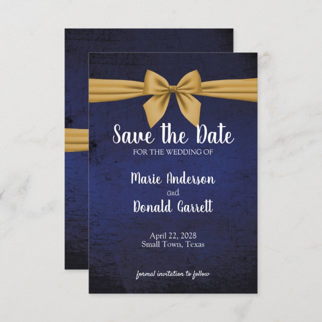 Dark Blue and Gold Bow (Front/Back)