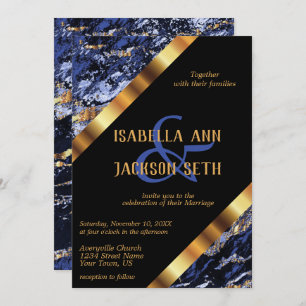 Dark Blue and Gold Marble Invitation