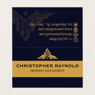 Dark Blue and Gold Modern Minimal Real Estate Business Card