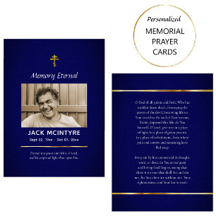 Dark Blue and Gold Orthodox Funeral Prayer Card