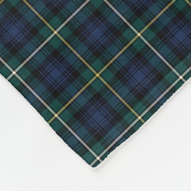 Dark Blue and Green Campbell Clan Tartan Fleece Blanket (Corner)