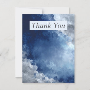 Dark Blue and Grey Abstract Paint Thank You Card