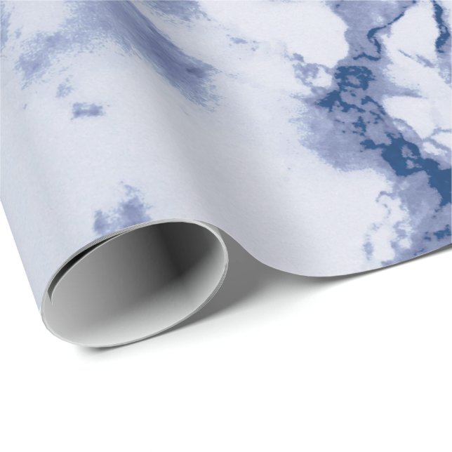 Dark Blue and Grey Marble Texture Look Wrapping Paper (Roll Corner)