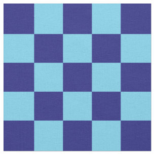 Dark Blue and Light Blue Checkerboard Pattern Fabric