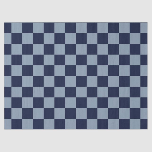 Dark Blue and Light Blue Chequerboard Tissue Paper (Front)