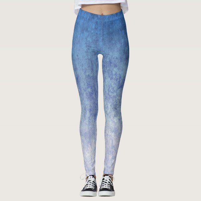 Dark Blue And Light Blue Mixed Color Leggings (Front)