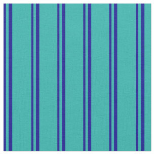 Dark Blue and Light Sea Green Coloured Lines Fabric