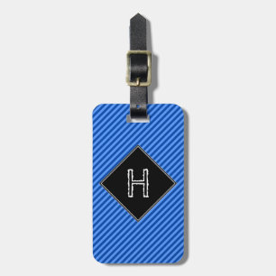Dark Blue and Lighter Blue Stripes Pattern Luggage Tag