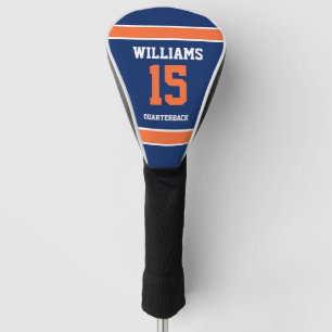 Dark Blue and Orange Golf Head Cover
