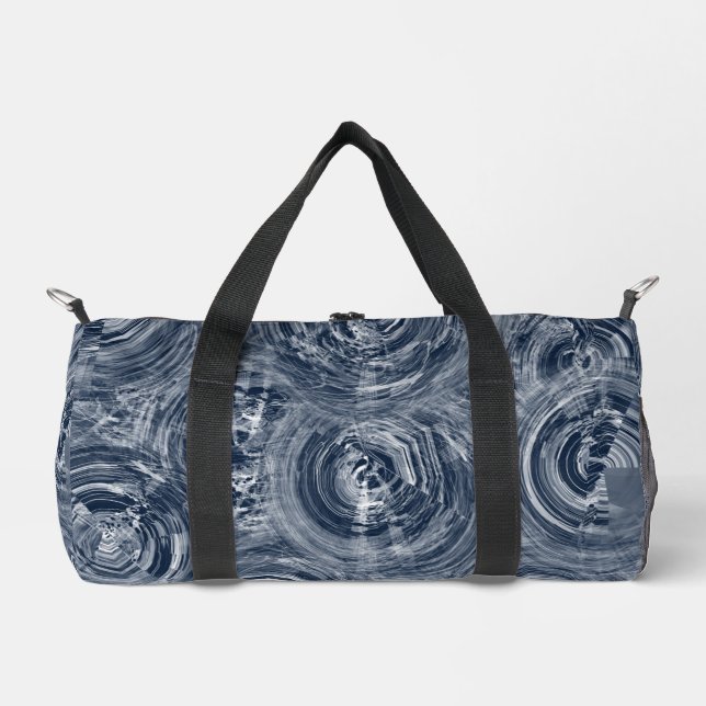 Dark blue and pretty swirling batik     duffle bag (Front)