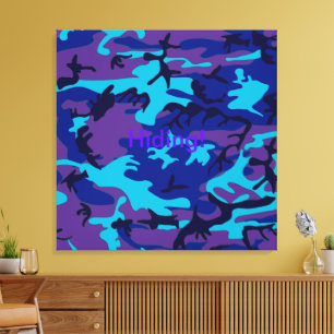 Dark Blue and Purple Camo Stretched Canvas Print