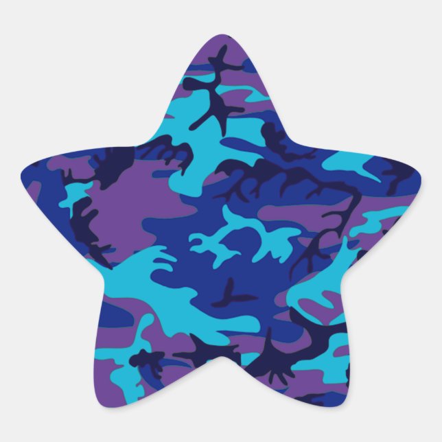 Dark Blue and Purple Camouflage Star Sticker (Front)