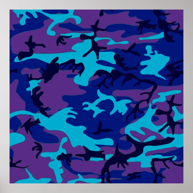 Dark Blue and Purple Camouflage Value Poster (Front)