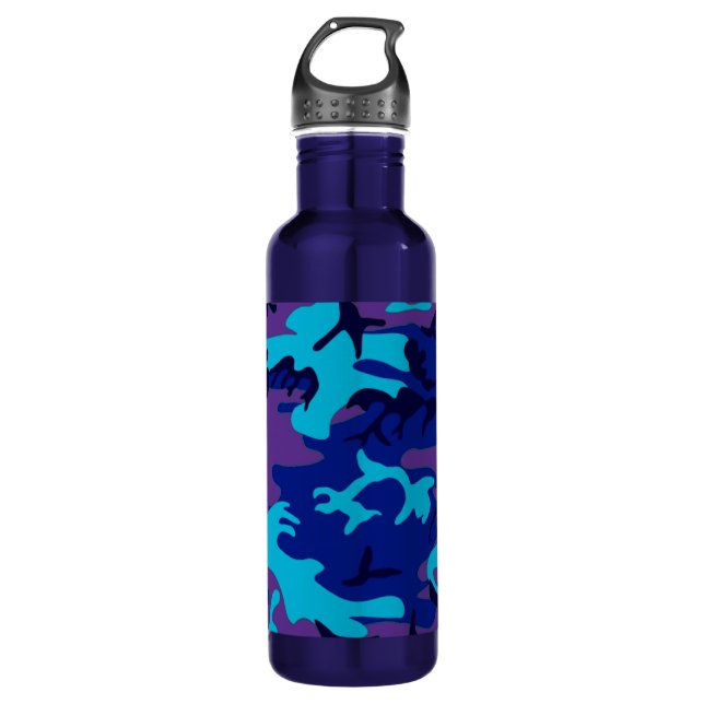 Dark Blue and Purple Camouflage Watter Bottle (Front)