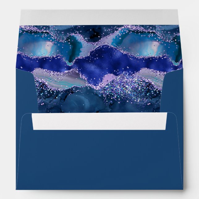 Dark Blue and Purple Ocean Agate Envelope (Back (Bottom))