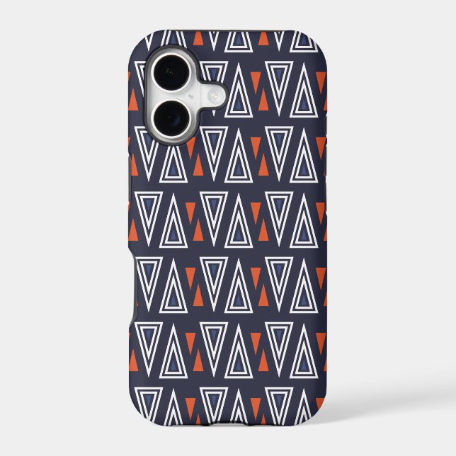 Dark Blue and Red Geometric Triangles Pattern (Back)