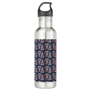 Dark Blue and Red Geometric Triangles Pattern 710 Ml Water Bottle