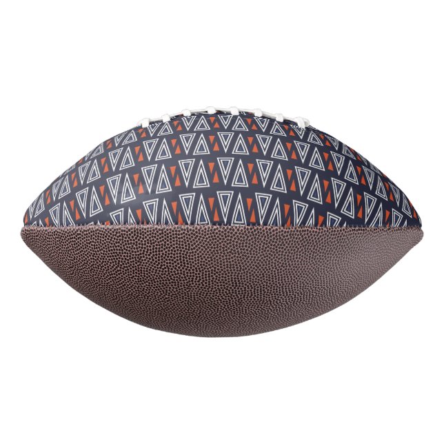 Dark Blue and Red Geometric Triangles Pattern American Football (Rotated 90)