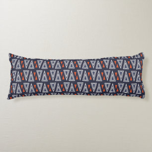 Dark Blue and Red Geometric Triangles Pattern Body Cushion