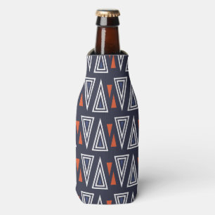 Dark Blue and Red Geometric Triangles Pattern Bottle Cooler