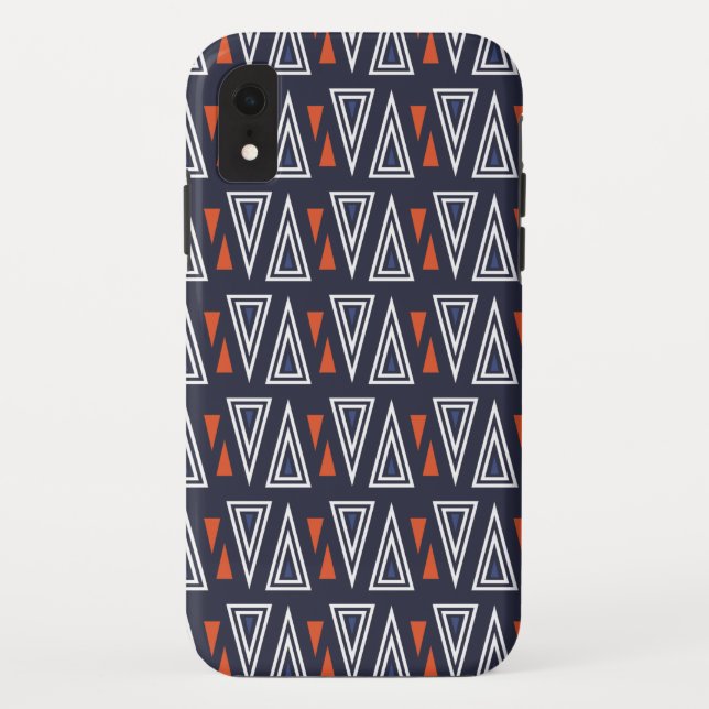 Dark Blue and Red Geometric Triangles Pattern Case-Mate iPhone Case (Back)