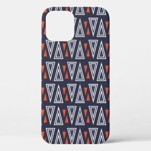 Dark Blue and Red Geometric Triangles Pattern iPhone 12 Pro Case