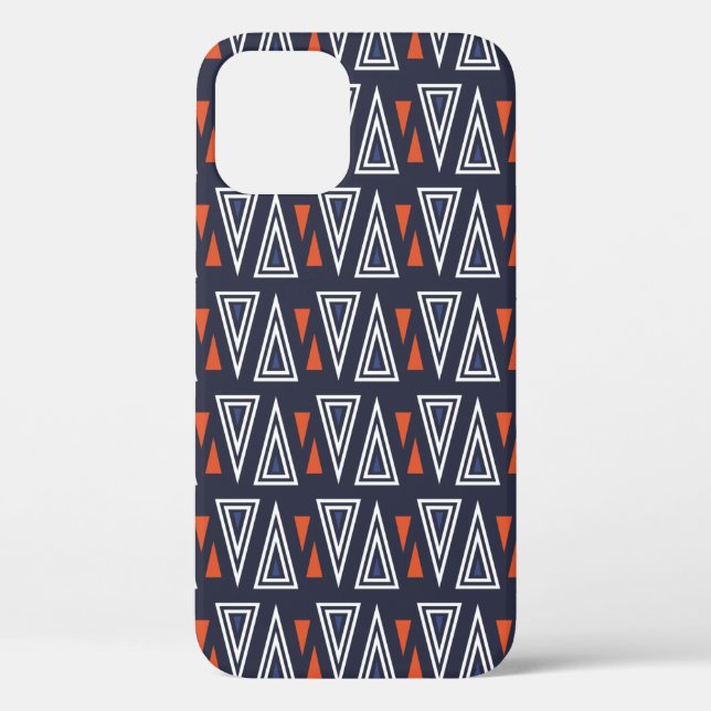 Dark Blue and Red Geometric Triangles Pattern Case-Mate iPhone Case (Back)