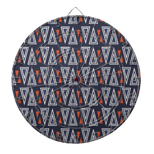Dark Blue and Red Geometric Triangles Pattern Dartboard