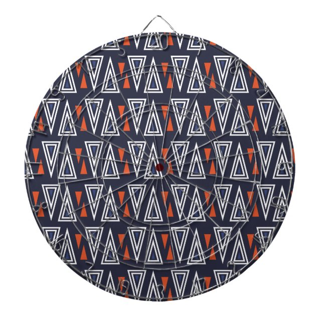 Dark Blue and Red Geometric Triangles Pattern Dartboard (Front)