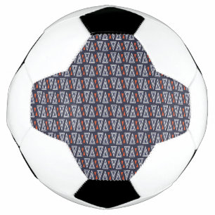Dark Blue and Red Geometric Triangles Pattern Football