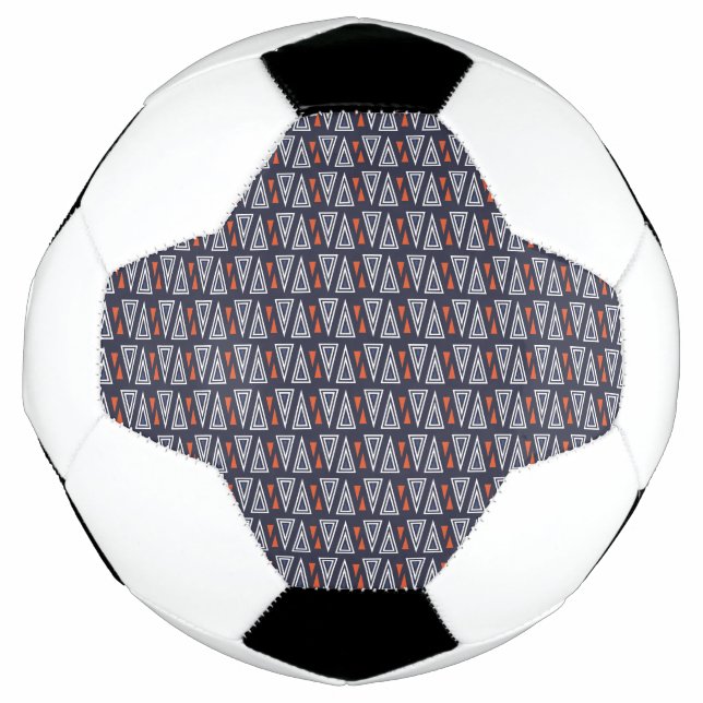 Dark Blue and Red Geometric Triangles Pattern Football (Front)