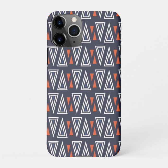 Dark Blue and Red Geometric Triangles Pattern iPhone Case (Back)