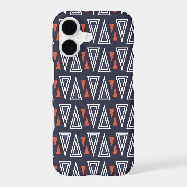 Dark Blue and Red Geometric Triangles Pattern iPhone Case (Back)