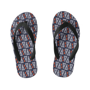Dark Blue and Red Geometric Triangles Pattern Kid's Flip Flops