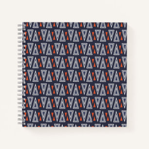 Dark Blue and Red Geometric Triangles Pattern Notebook