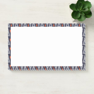 Dark Blue and Red Geometric Triangles Pattern Post-it Notes