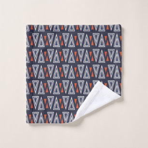 Dark Blue and Red Geometric Triangles Pattern Wash Cloth