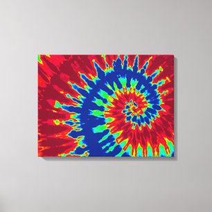 Dark Blue and Red Tie Dye 24"x18" Art Canvas Print