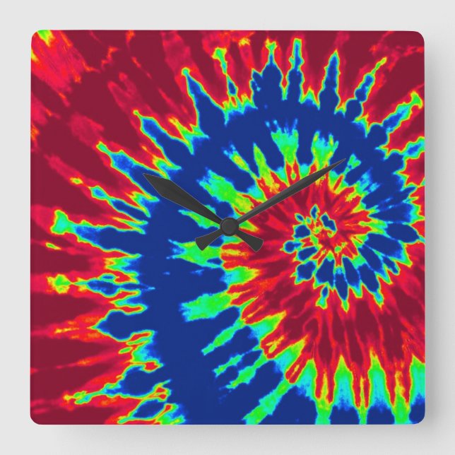 Dark Blue and Red Tie Dye Clock (Front)